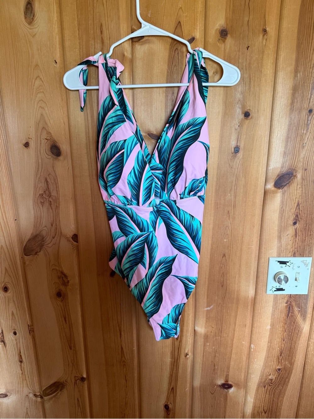 Pink Tropical Leaf One-Piece Swimsuit